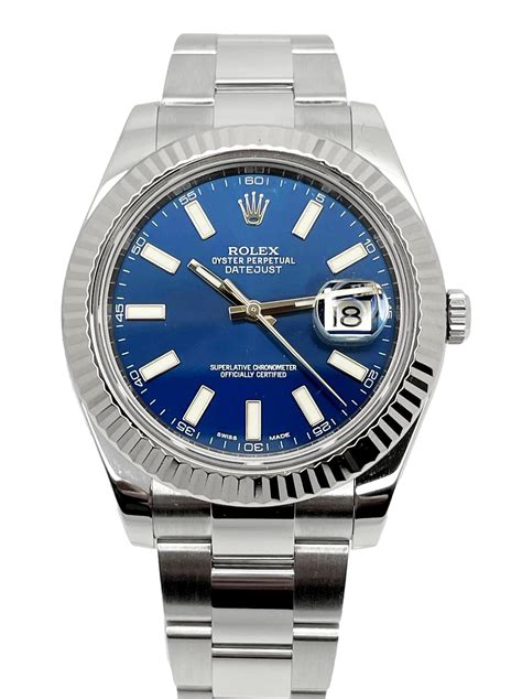 rolex datejust 2 41mm blue dial|rolex 41mm datejust stainless steel.